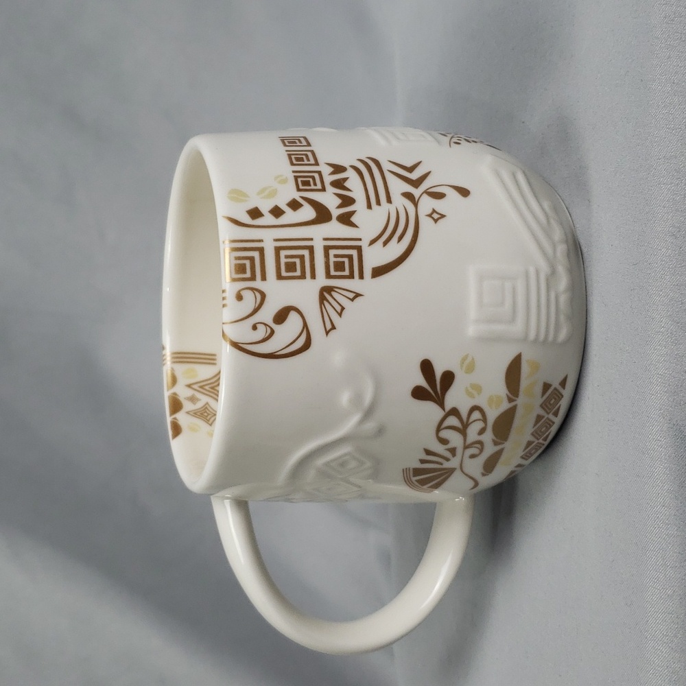 Starbucks 2012 New Bone China Coffee Mug Textured Asian Detail - Picture 5 of 9